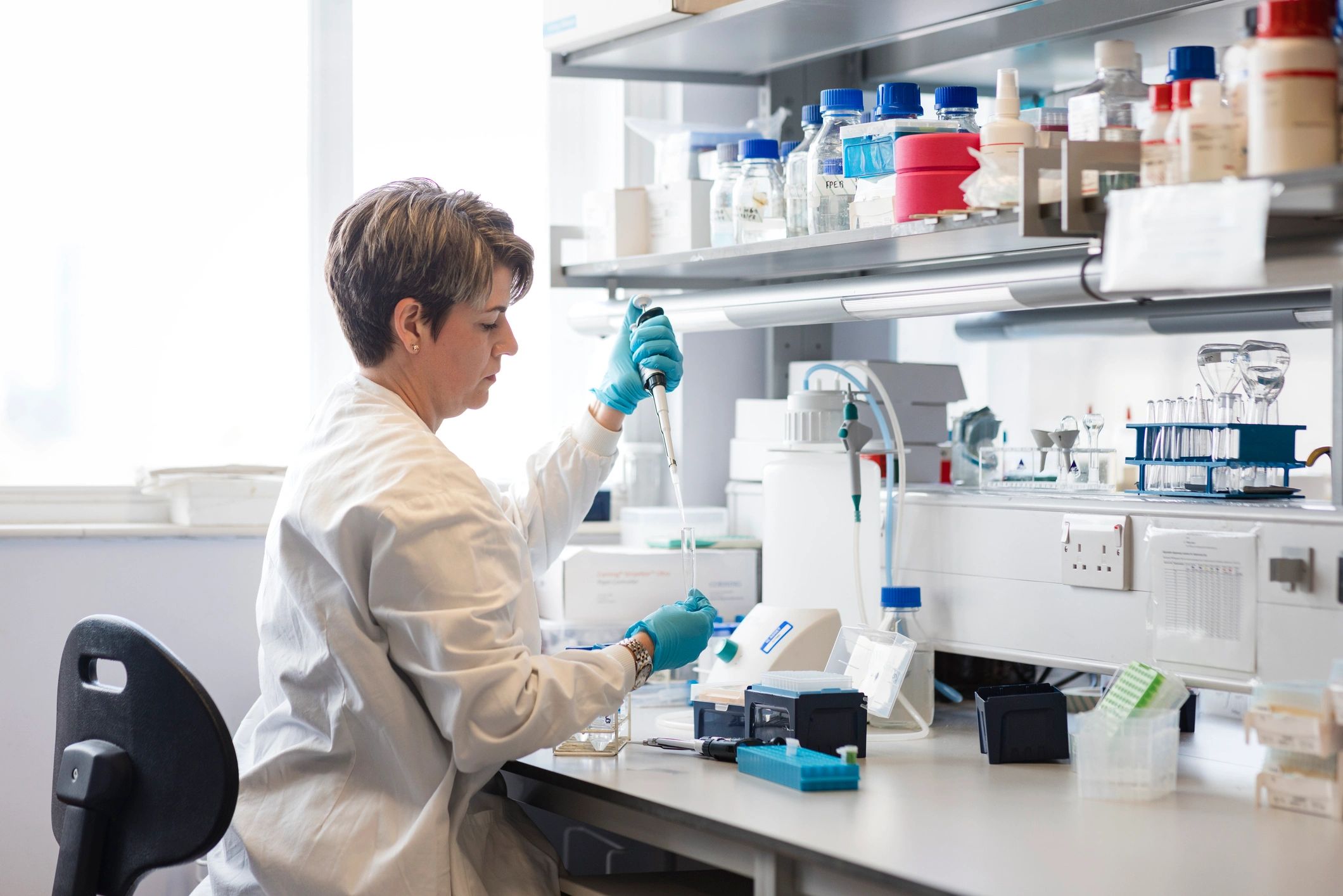 Laboratory specialist performing analytical testing