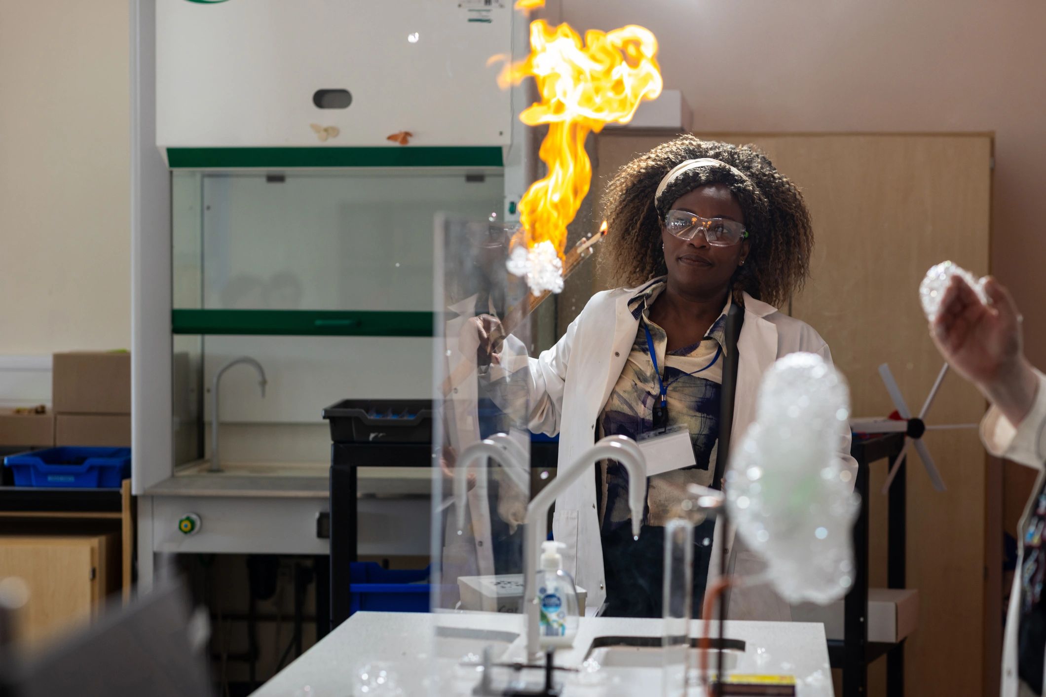 Laboratory professional conducting a chemistry experiment